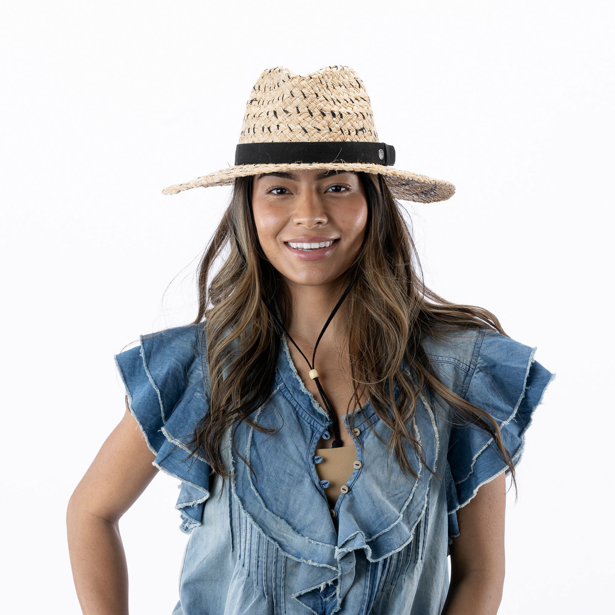 NWT Styline Boho Hat in Cream, Black, Pumpkin and Brown. One size Retails $42 Pistil Designs | Rubin Sun Hat main image 3