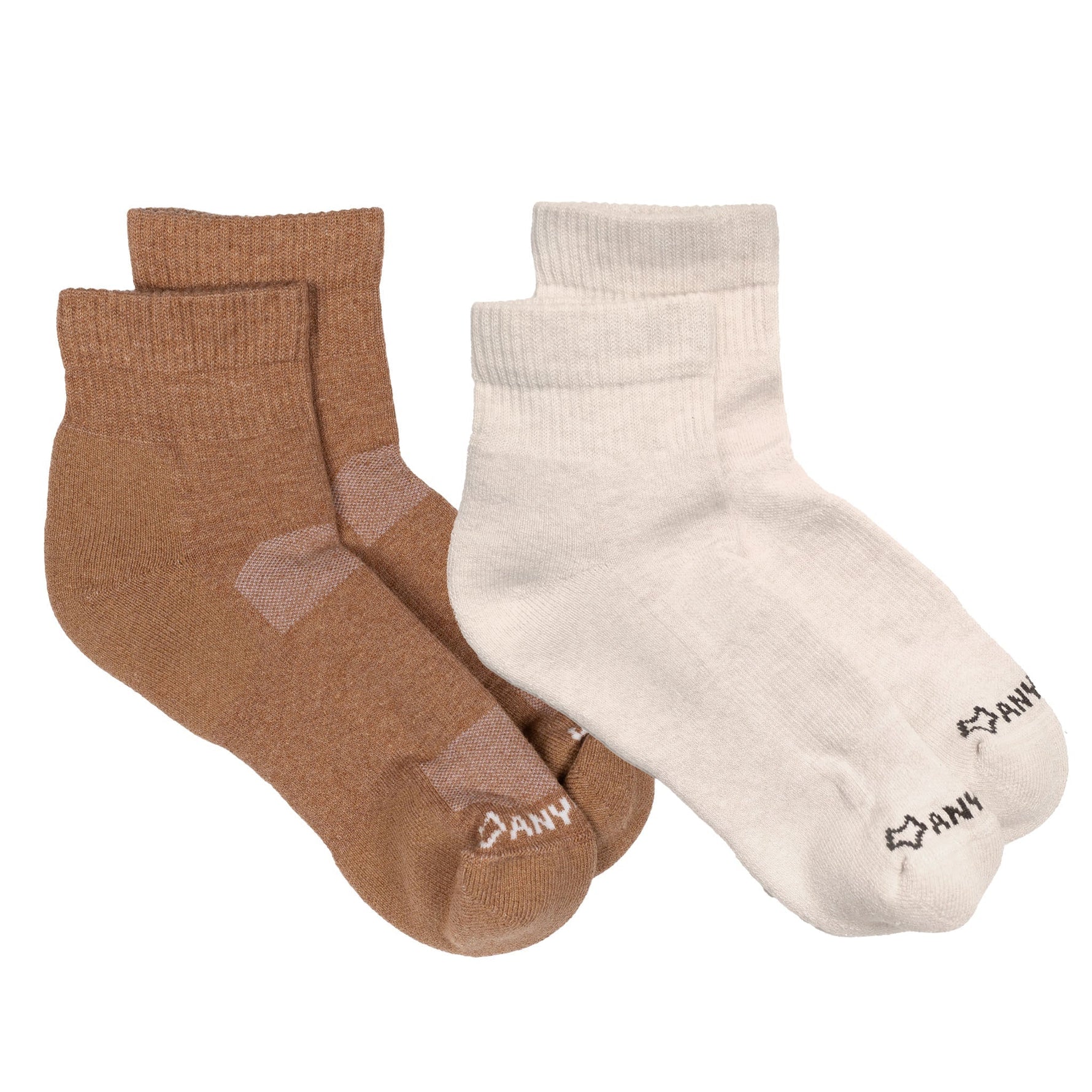 Anywear Essential Lightweight Quarter Crew Sock 2 Pack Anywear Pistil Designs Coffee/Linen S/M