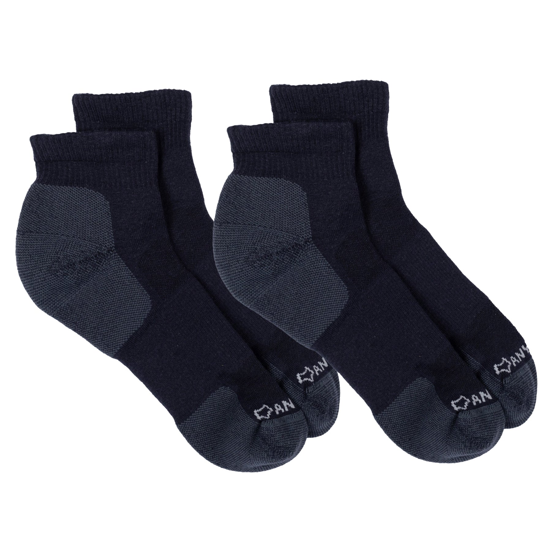 Anywear Essential Lightweight Quarter Crew Sock 2 Pack Anywear Pistil Designs Black/Black L/XL